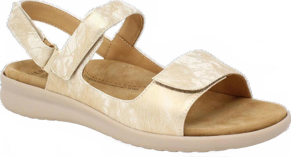 NEW ZIERA women's benji wide sandals in smedge metal-almond sole leather